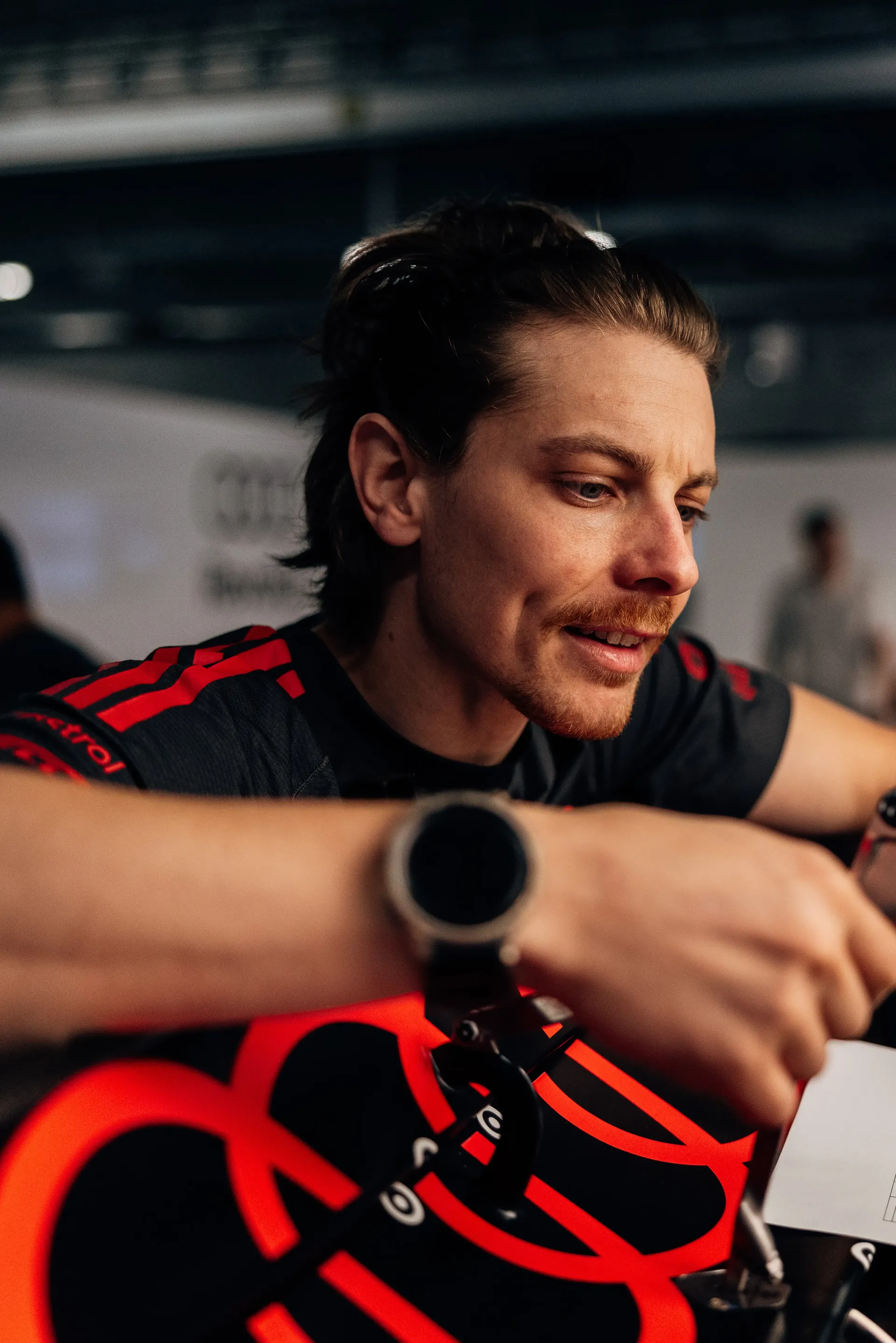 Audi Revolut F1® Team mechanic prepares equipment in the Hungaroring garage on Thursday.