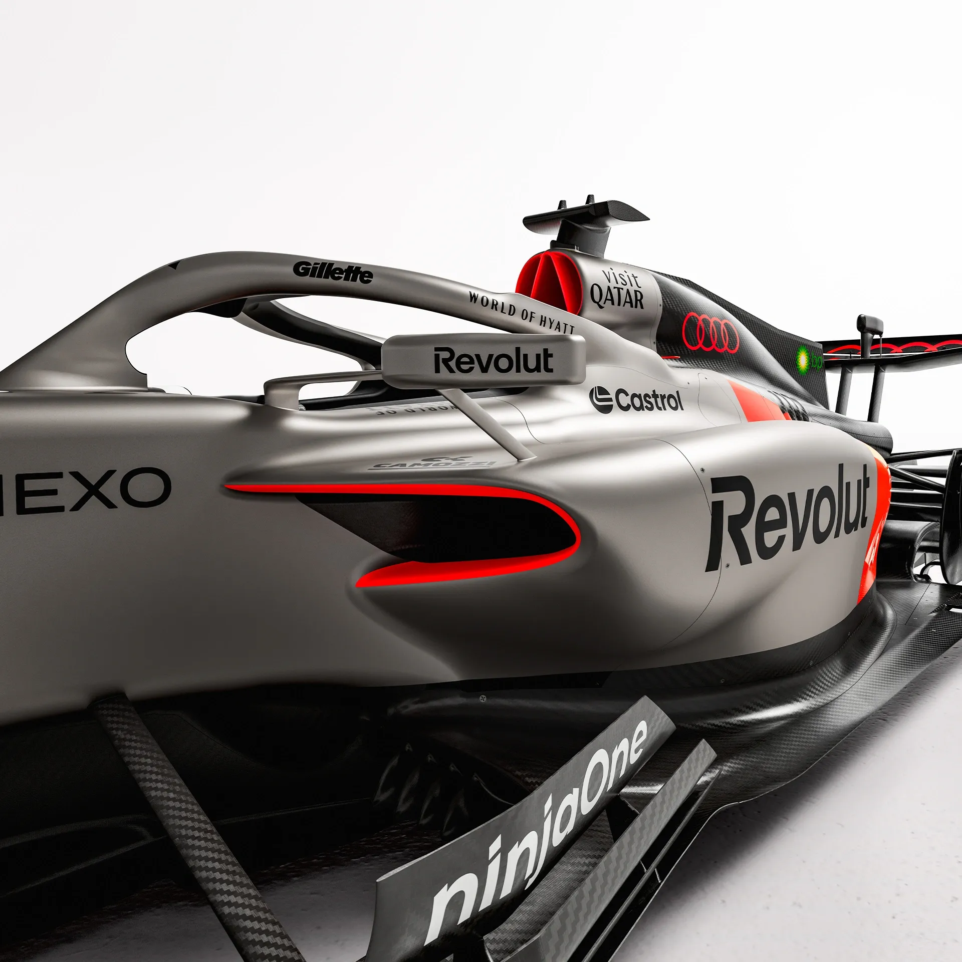 Side Frontview of the Audi Revolut F1® Team car Glasurit Partner Logo