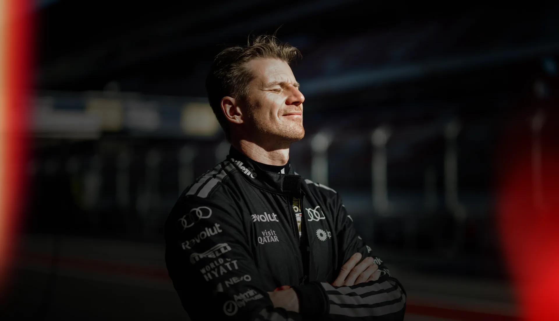Half total portrait of Nico Hulkenberg, driver at Audi Revolut F1® Team at Bahrain Round up race track