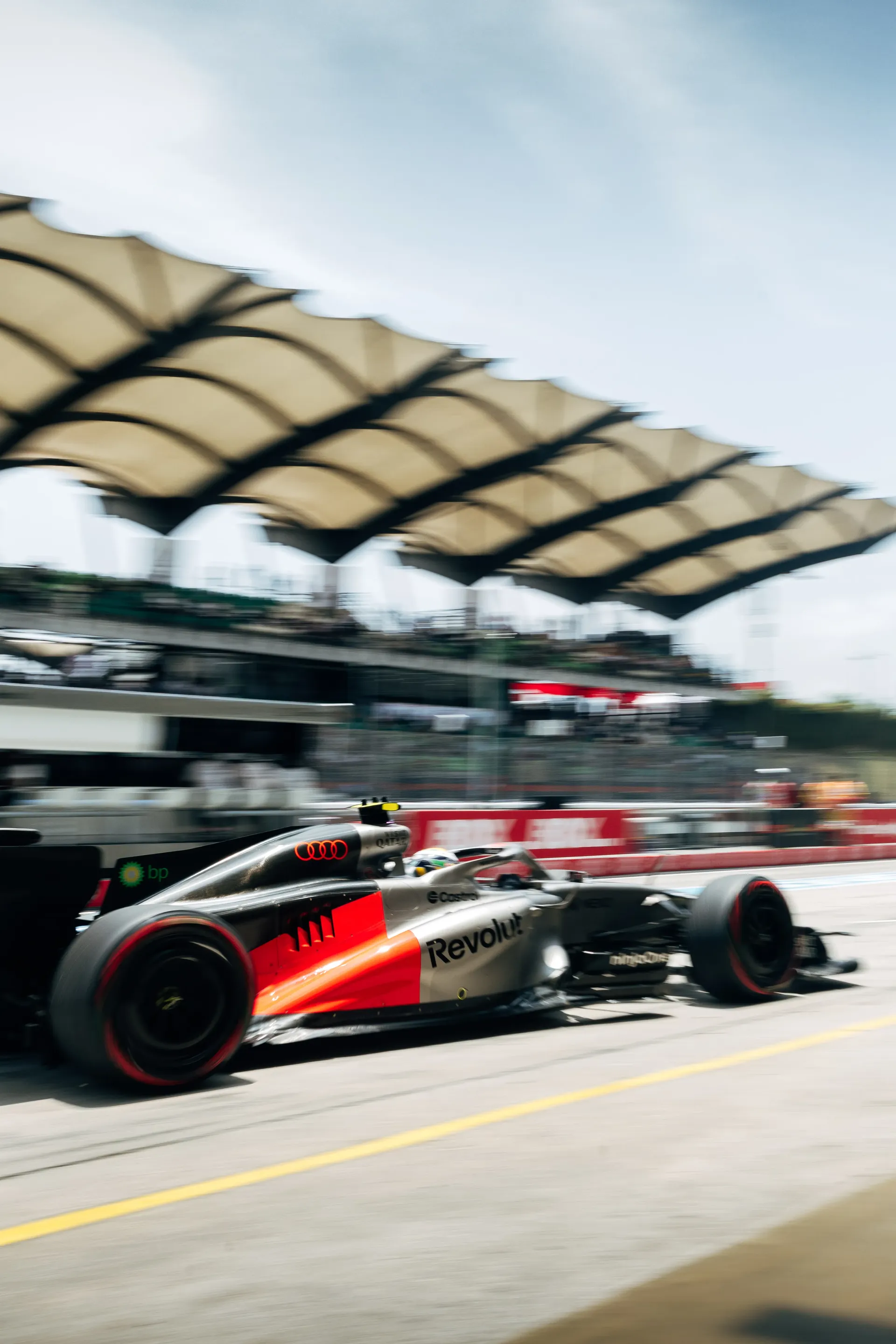 Audi Revolut F1® Team car R26 in the pit lane