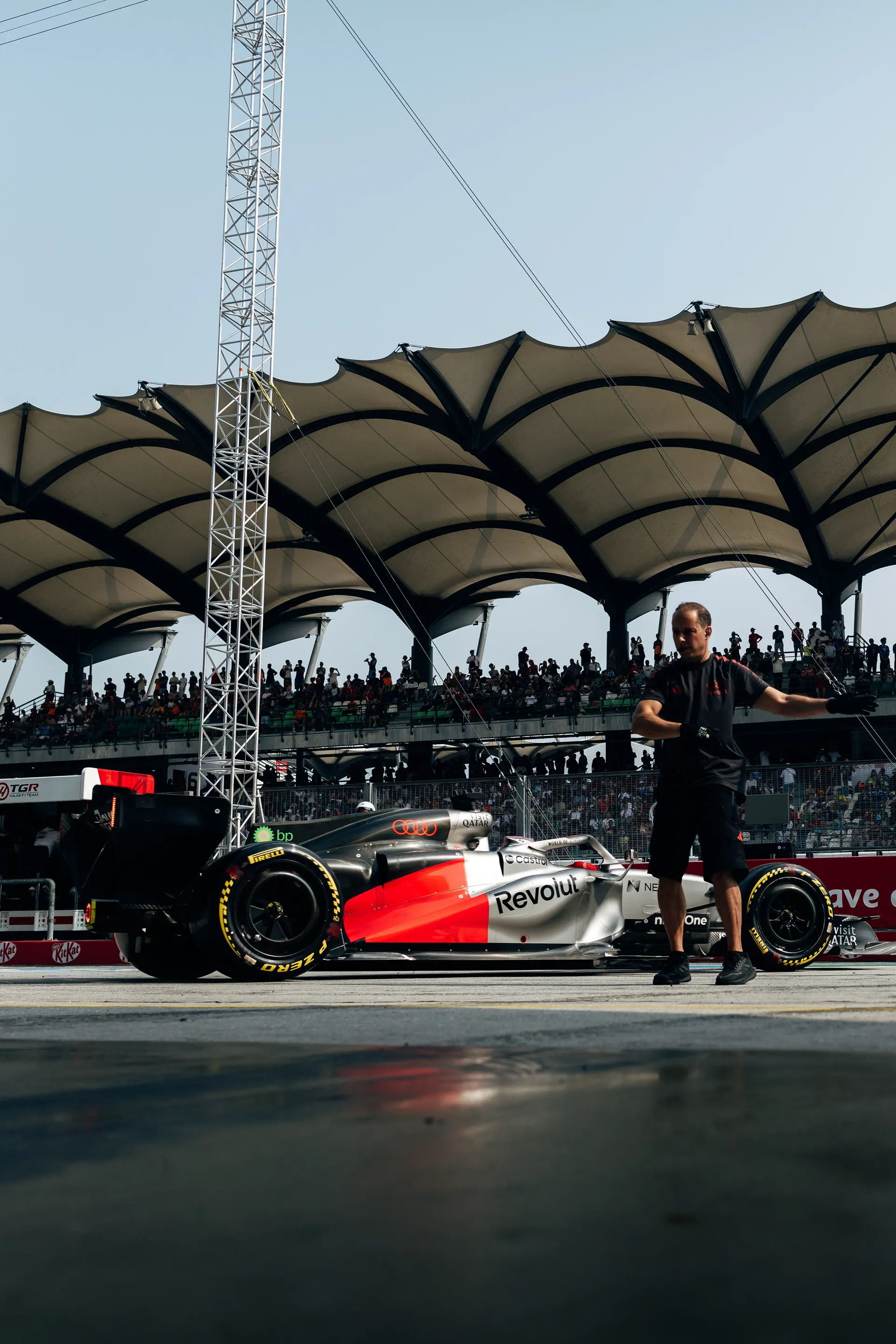 Audi Revolut F1® Team car R26 on track during qualifying in Bahrain