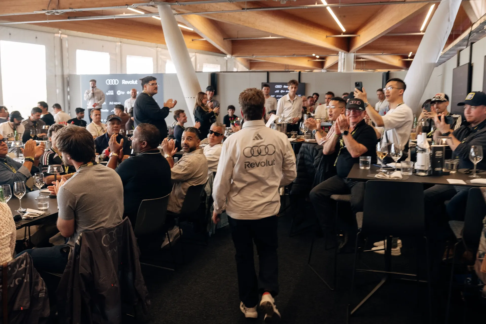 Allen McNish, Racing Director at the Audi Revolut F1® Team holding a speech at the Canada Grand Prix 2026