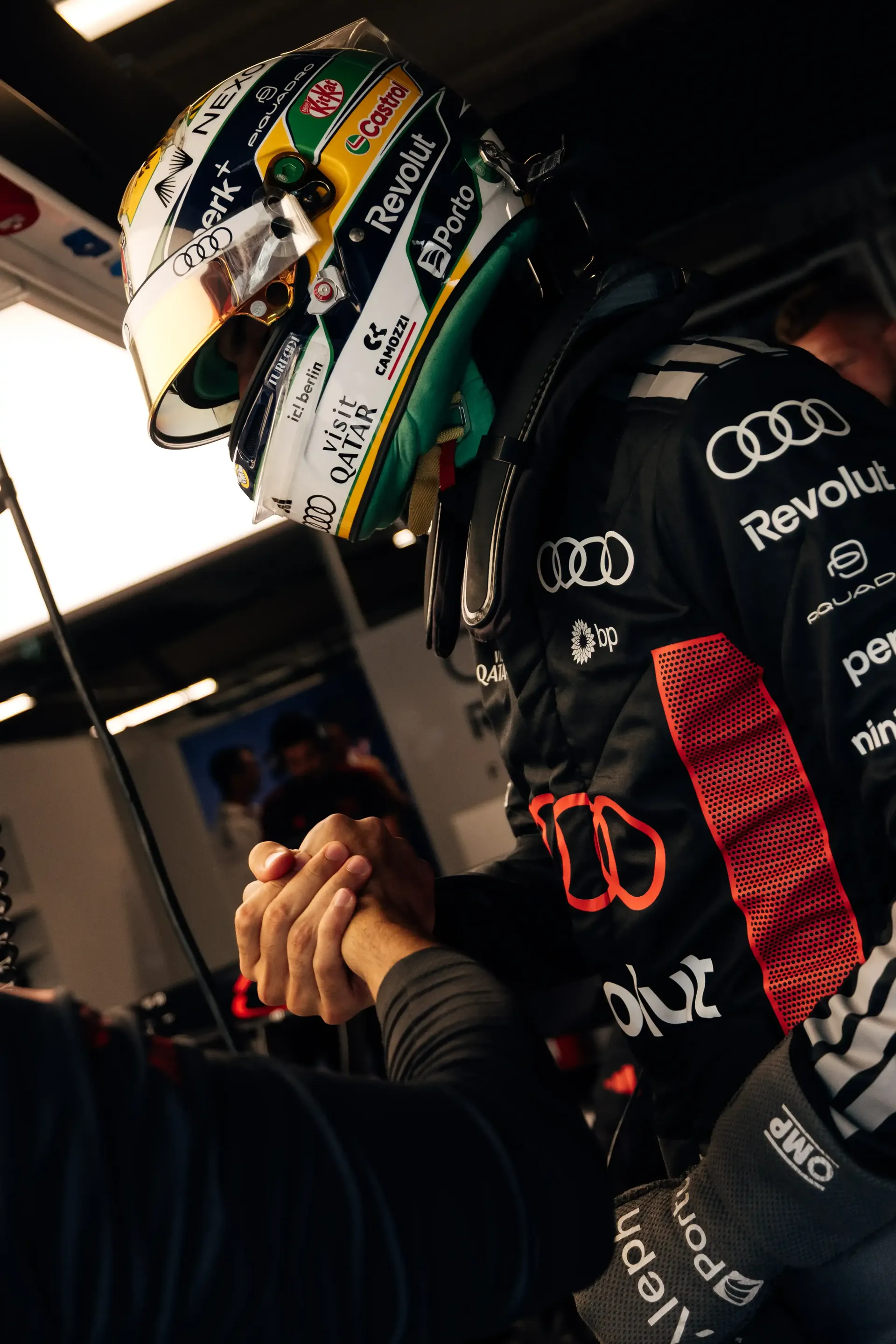 Gabriel Bortoleto driver at the Audi Revolut F1® Team inside the garage at the Canada Grand Prix 2026
