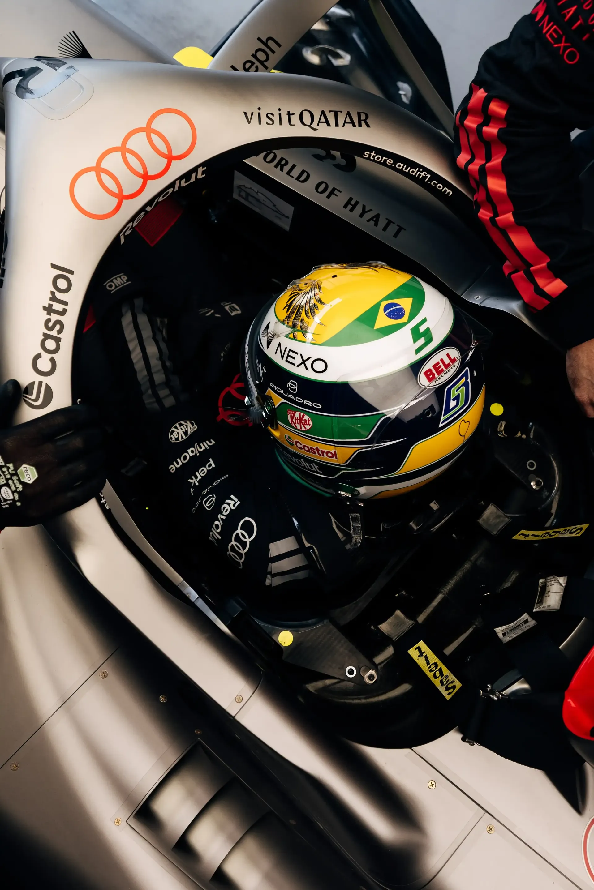 Cockpit Close up of Gabriel Bortoleto inside the Audi Revolut F1® Team car R26 at the Canada Grand Prix 2026