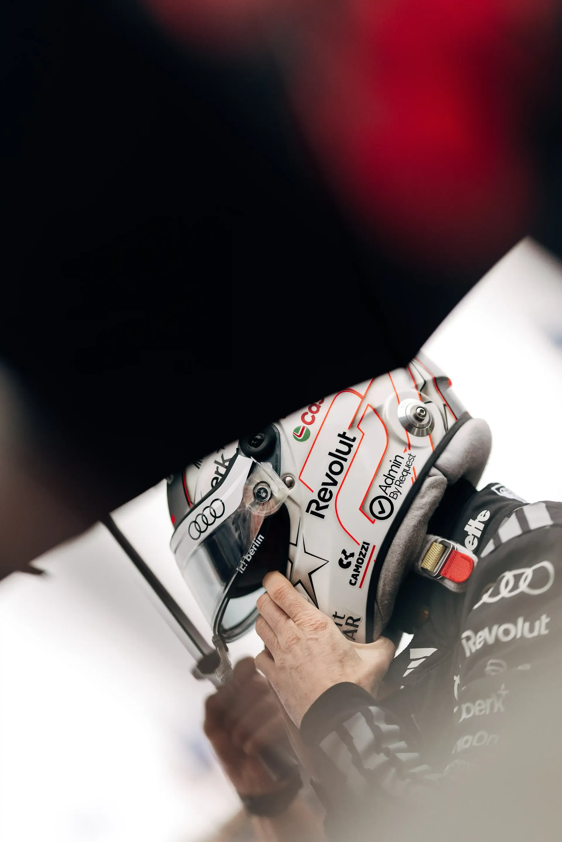 Side Close up of Nico Hulkenberg driver at the Audi Revolut F1® Team inside the garage at the Canada Grand Prix 2026