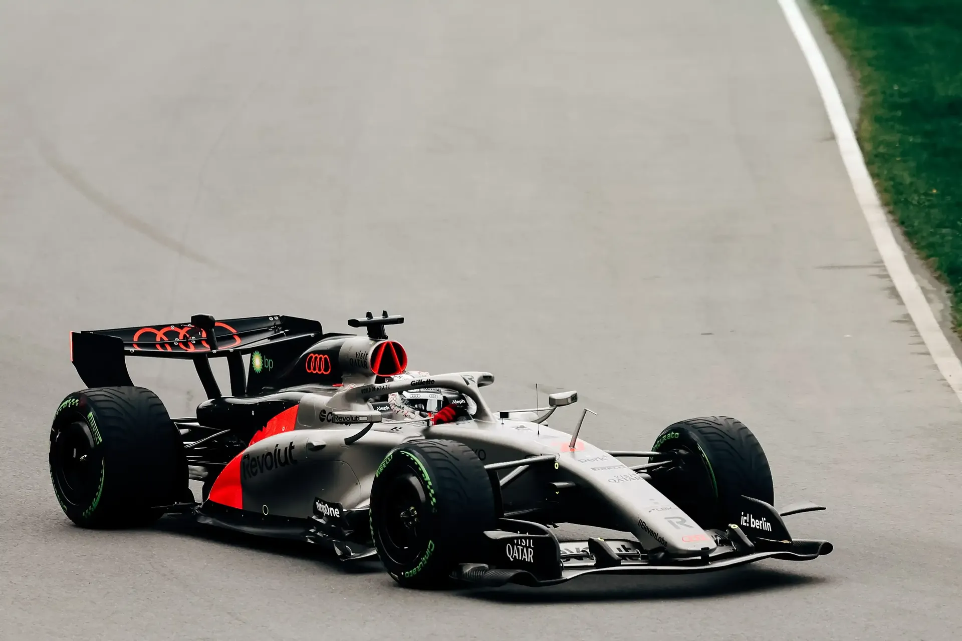 Side view of the Audi Revolut F1® Team car at the Canada Grand Prix 2026