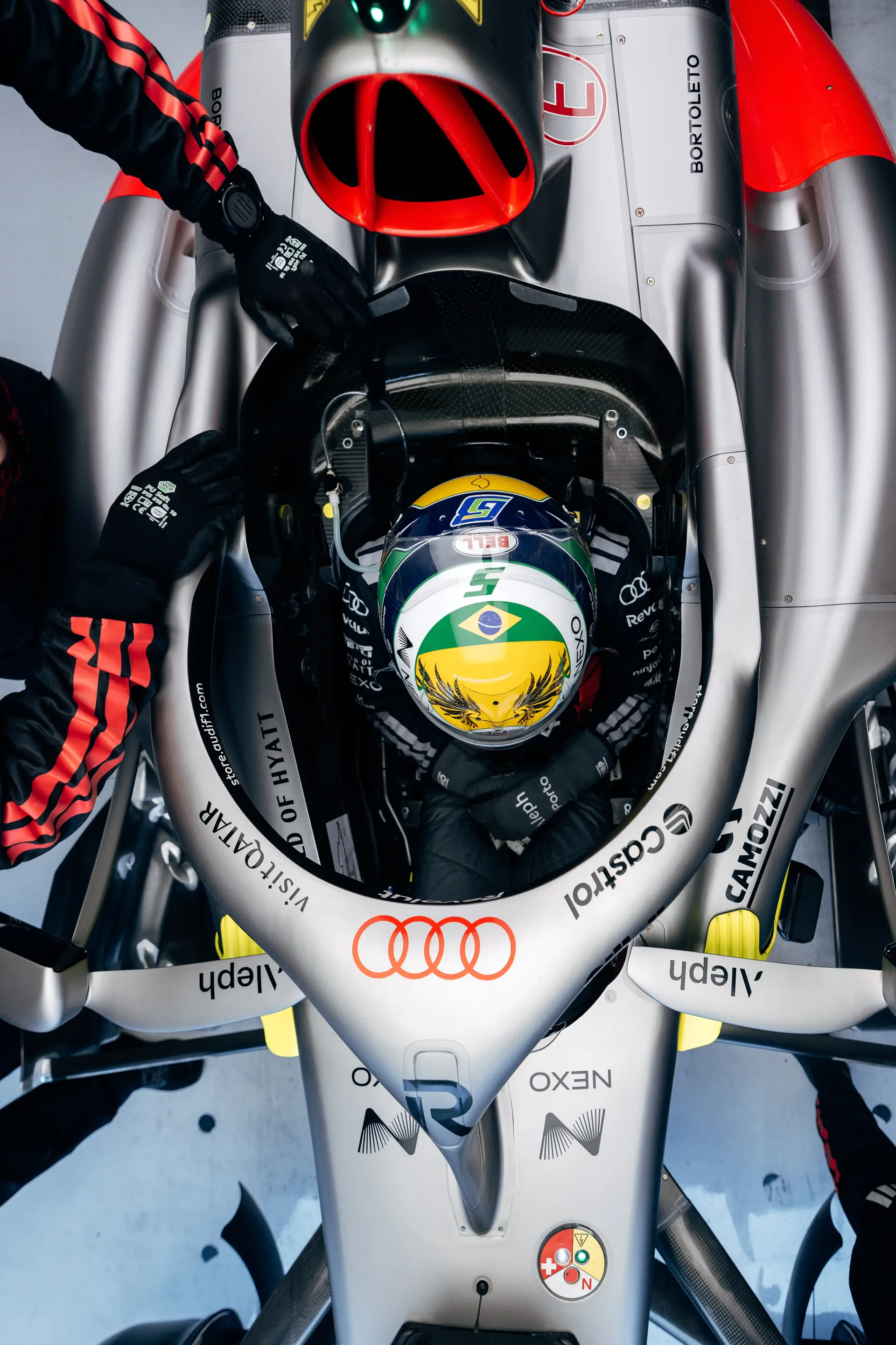 Cockpit close up of Gabriel Bortoleto driver at the Audi Revolut F1® Team inside his R26 car at the Canada Grand Prix 2026