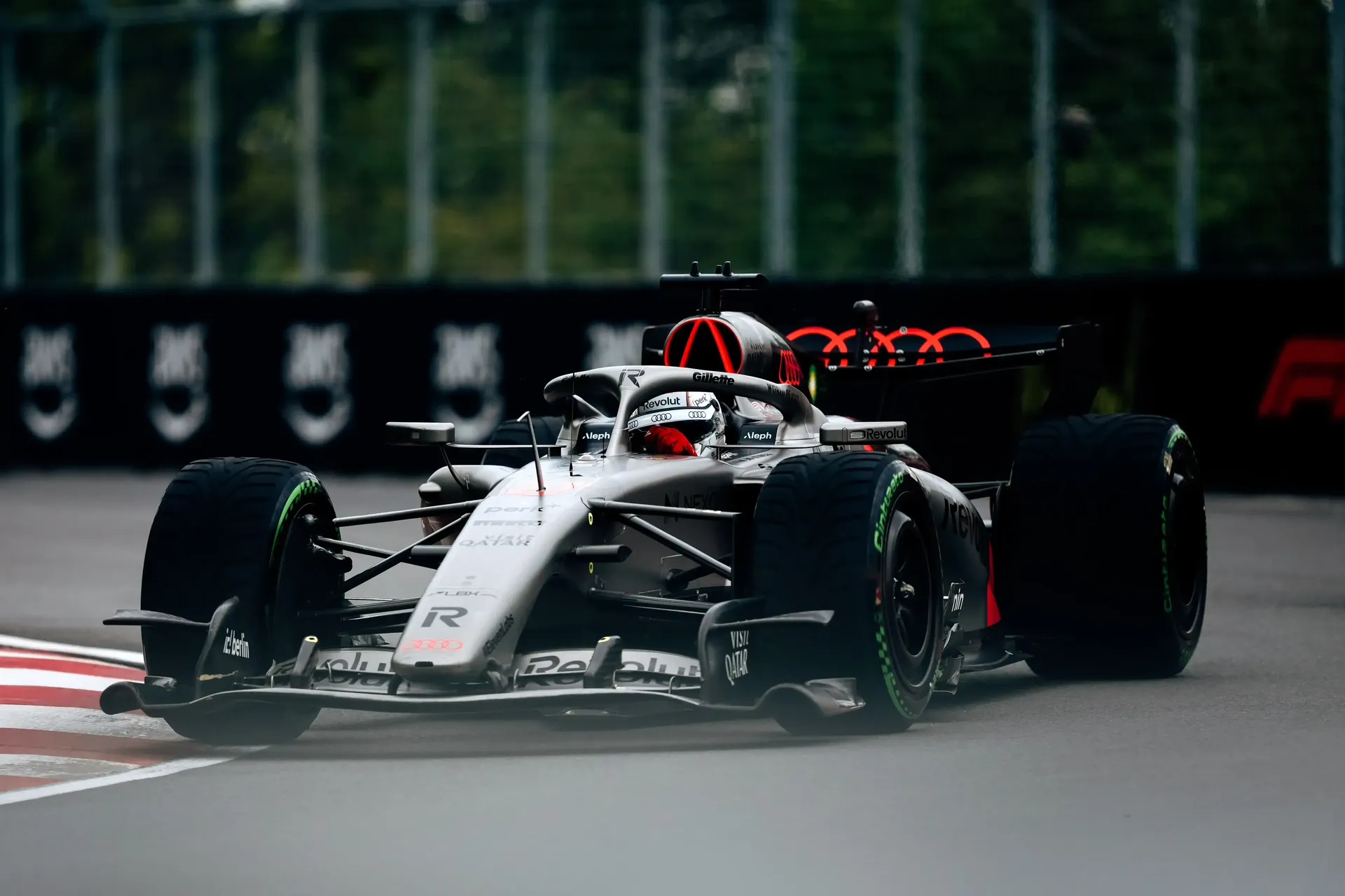 Front view of the Audi Revolut F1® Team car at the Canada Grand Prix 2026
