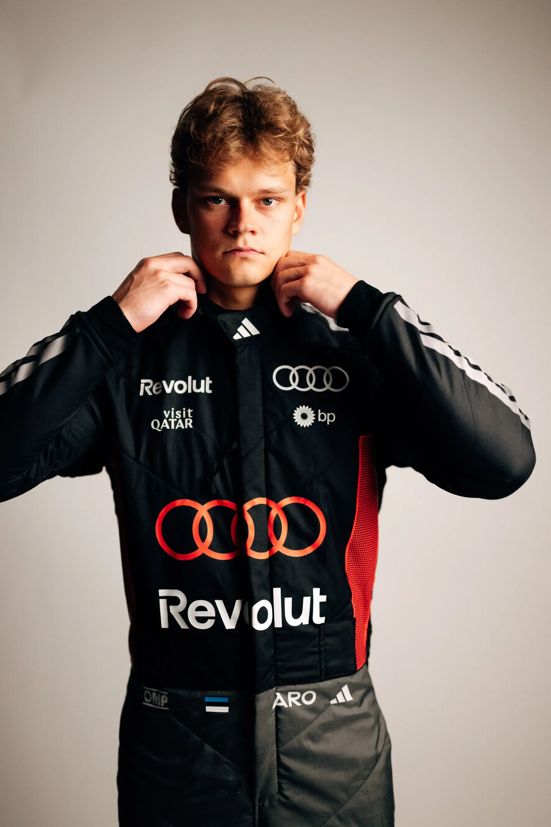 Portrait of Paul Aron, who will drive Free Practice sessions for Audi Revolut F1® Team in Barcelona and Spielberg during the 2026 Formula One season.