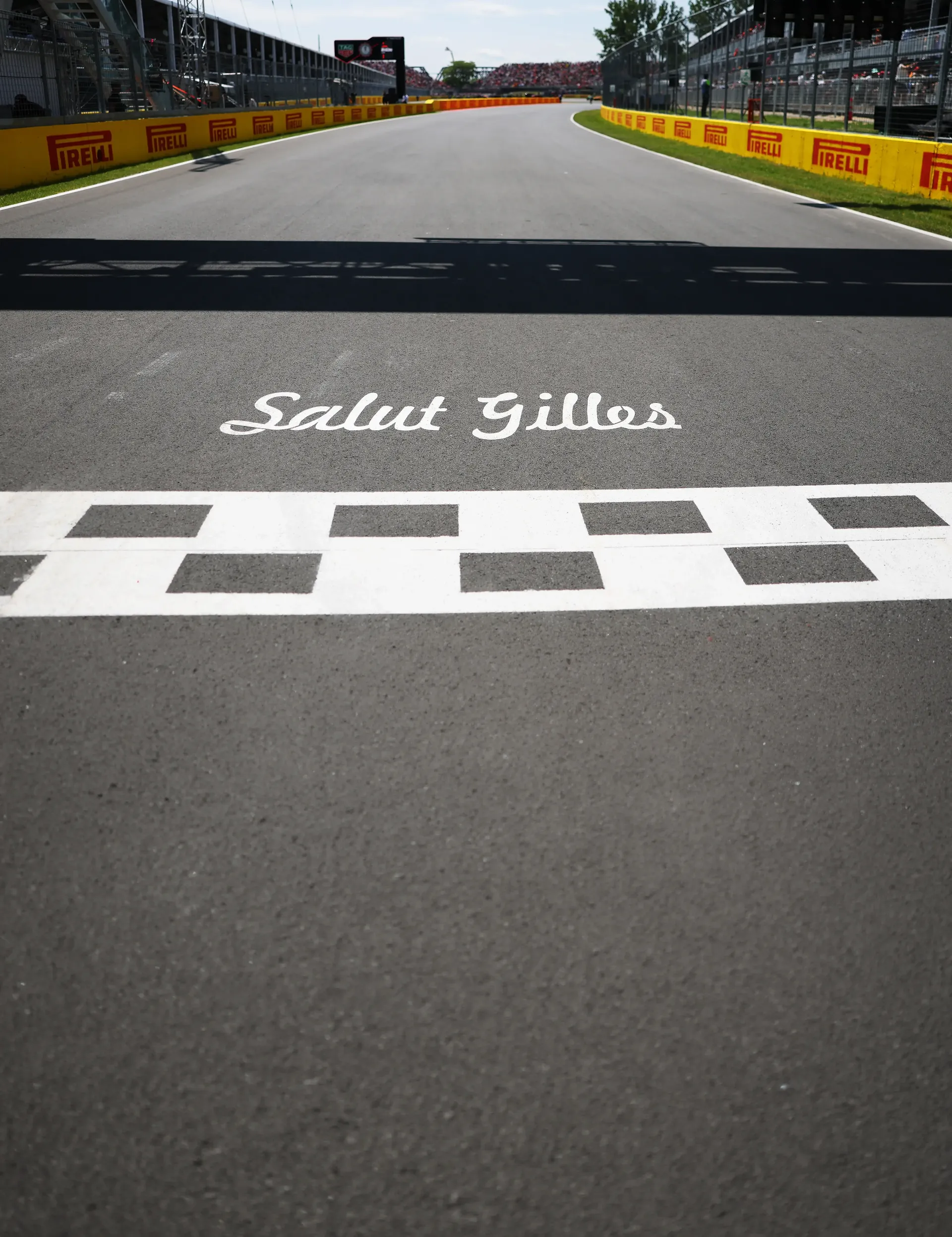 View of the Canadian Grand Prix starting grid and finish line at Circuit Gilles Villeneuve